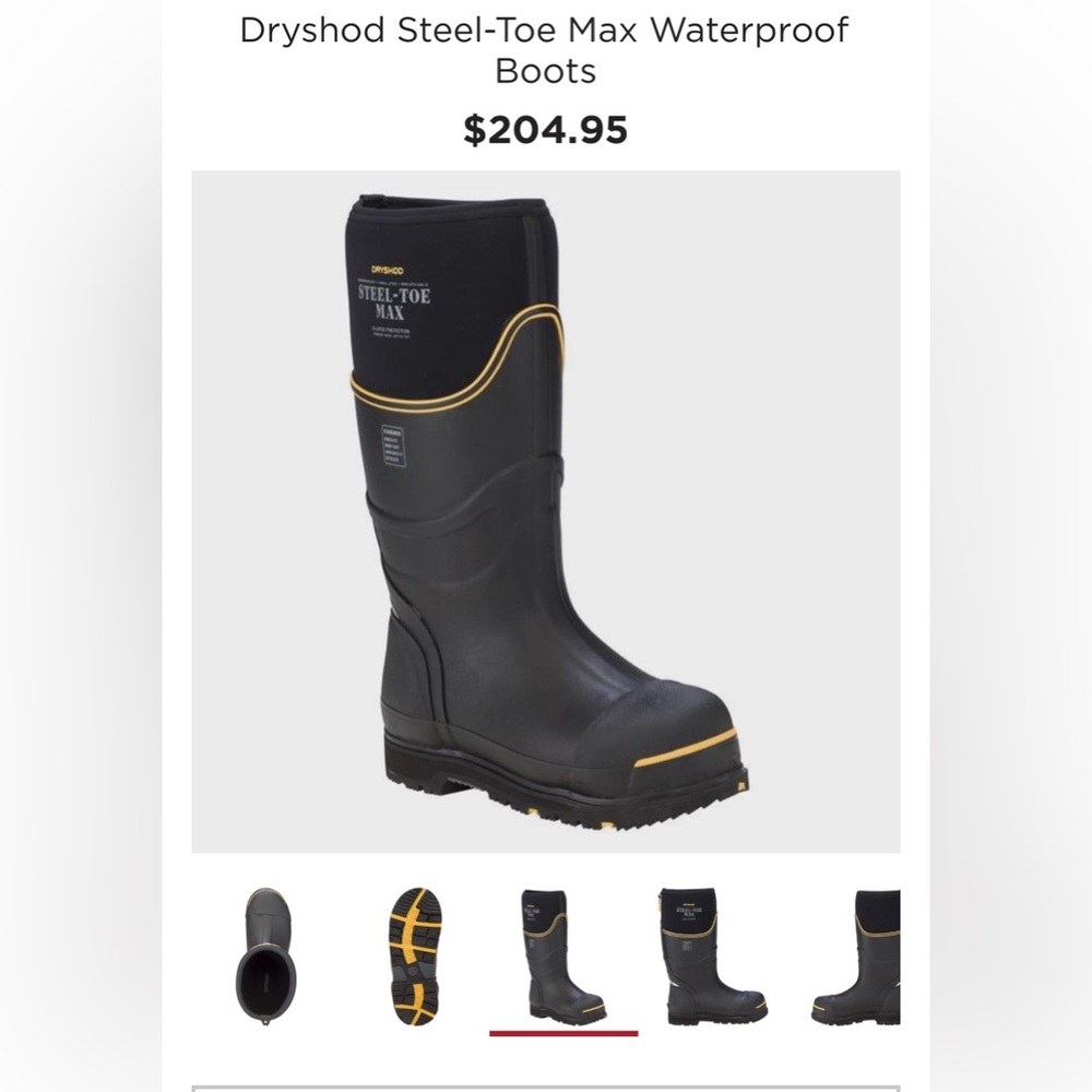 Dryshod Steel-Toe Max Black Muck Boots Size 8 Men’s